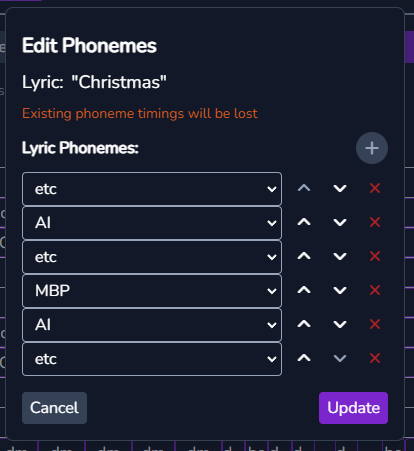 Edit Phonemes dialog