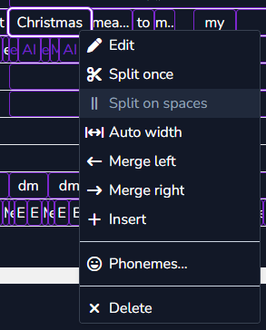 Lyric node menu